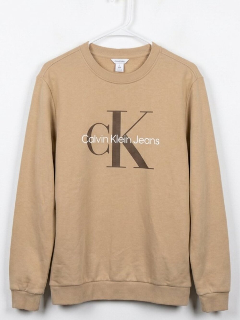 Calvin Klein Logo Sweatshirt - Tan / Beige - Size Medium